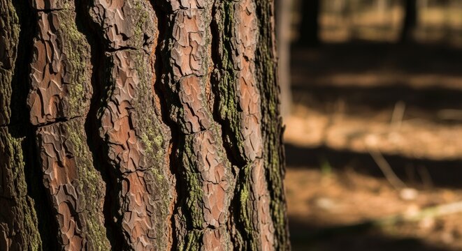 Detailed Close-Up of Rough Pine Tree Bark Texture