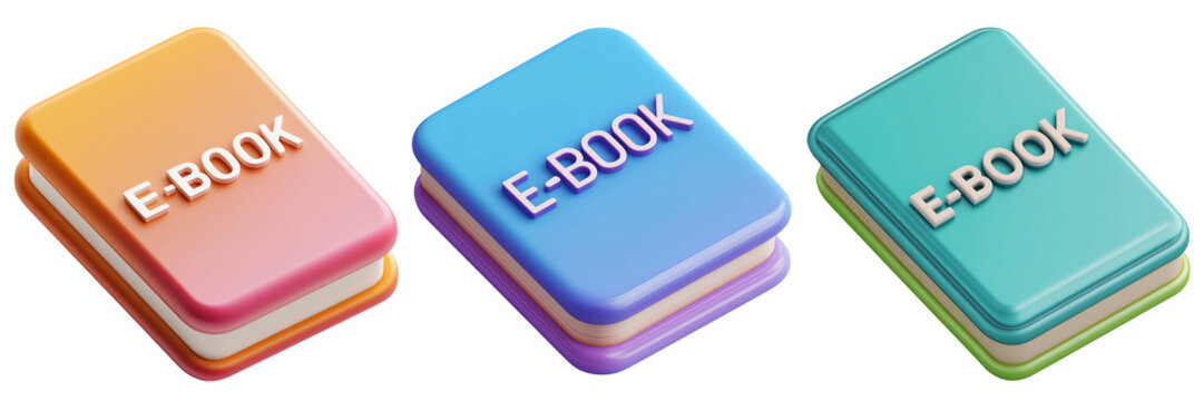 Colorful 3d E-book Icons Stacked, Digital Learning Resources