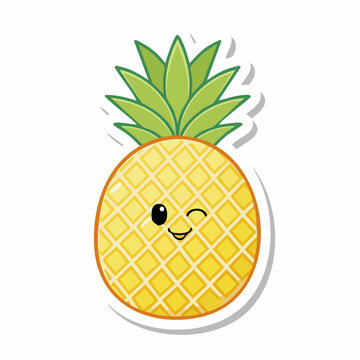 Cute Winking Pineapple Character