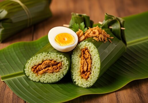 Indonesian lemang and egg a traditional rice cake delight