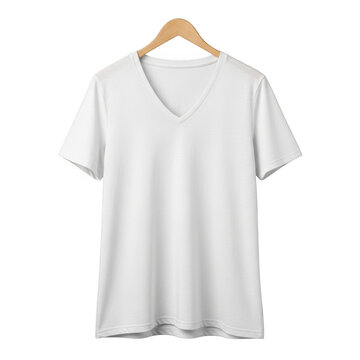 White v-neck t-shirt isolated on transparent background