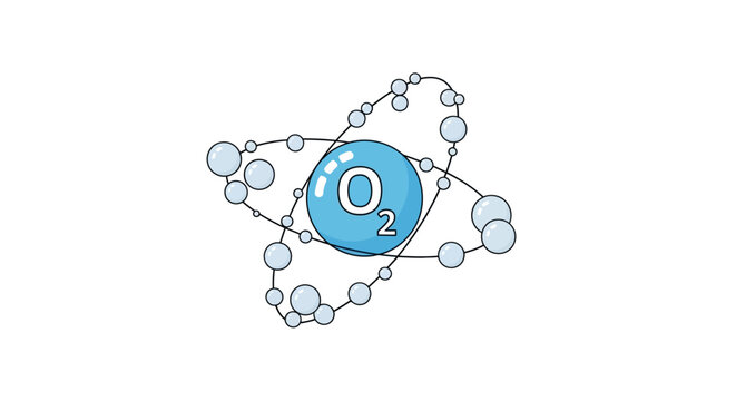 Oxygen molecule chemical structure model.