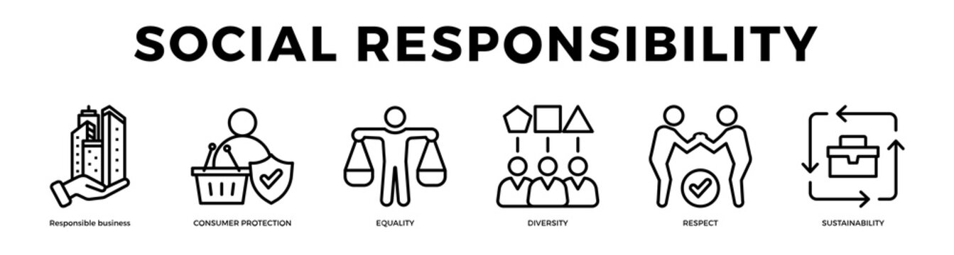 Socialresponsibility concept in clean outline style suitable for modern design and presentation use
