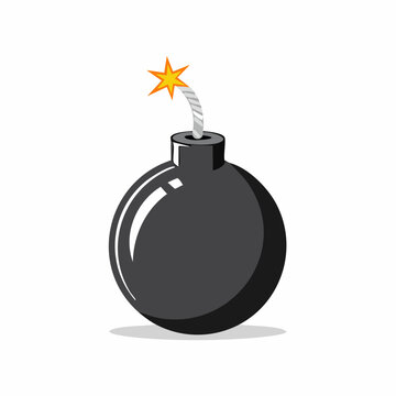 Cartoon Bomb with Lit Fuse