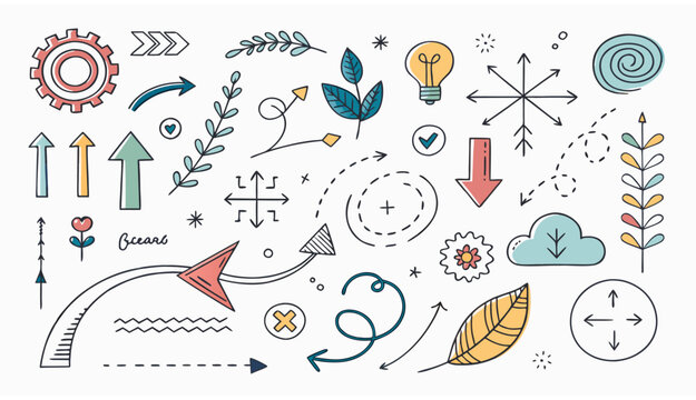 Colorful business icons and symbols.