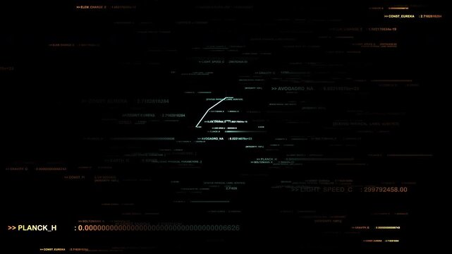 Sophisticated information display featuring scientific constants for AI and deep space documentaries. Perfect for physics research and high-tech content.