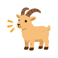 Fototapeta premium Illustration of a cute goat standing and bleating with three short, yellow, radiating lines