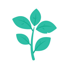 Obraz premium Simple green sprig illustration with rounded leaves and minimalist style on white background