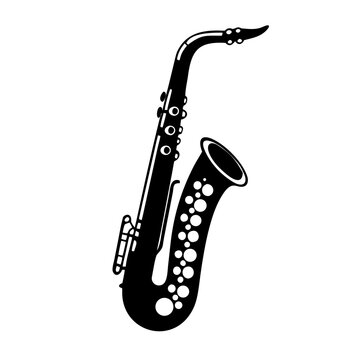 tenor saxophone silhouette icon illustration for music instrument jazz performance and sound design