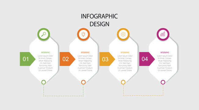 Business infographic template design icon 4 option. Can be used for info graphics, flow charts, presentations. Vector illustration. 