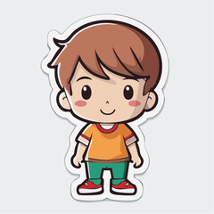 Fototapeta premium Cute Cartoon Boy Sticker