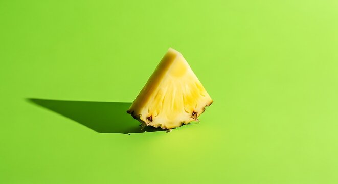 Pineapple wedge on neon green background