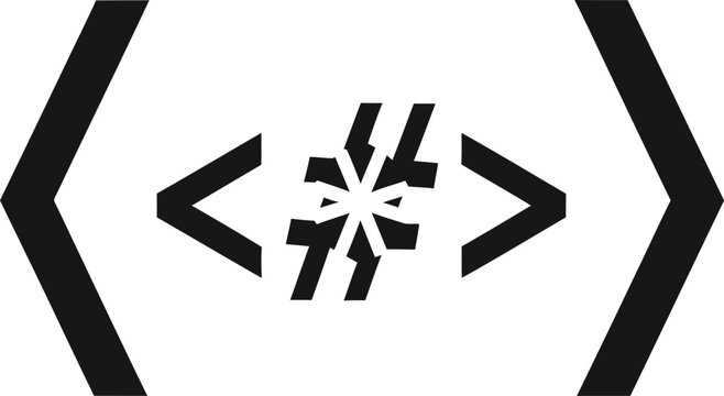 Minimalist geometric logo featuring a stylized hashtag symbol inside brackets.
