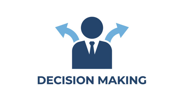 Vector graphic illustration of Blue decision making business icon with arrows Vector