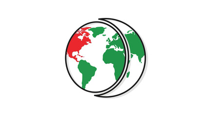 Fototapeta premium Stylized globe with continents in red and green