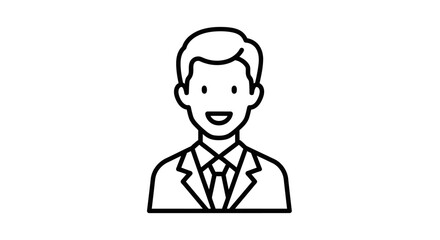 Fototapeta premium Smiling Businessman Line Art Portrait.