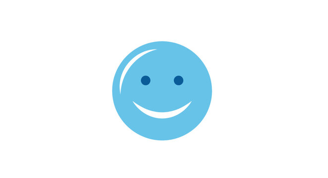 Smiling Blue Emoticon Face Icon.