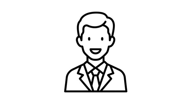 Smiling Businessman Line Art Portrait.