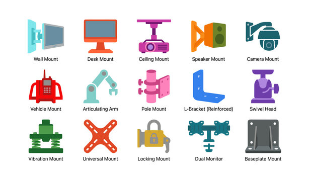 Mount types illustrated in labeled grid on white background