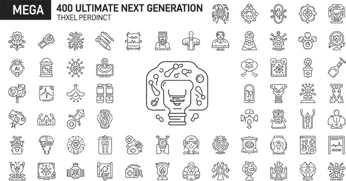 Set of 400 Ultimate Next Generation Thin Line Icons.