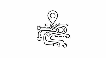 Fototapeta premium Navigation path with a map pin and arrows showing multiple directions.