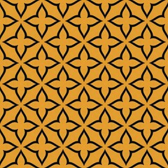 Fototapeta premium A pattern of black and yellow flowers. The flowers are in a square shape. The pattern is repeated over and over again