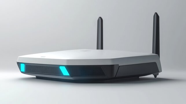 Modern wireless router, studio shot, product design