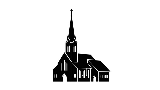 Black silhouette of a church building.