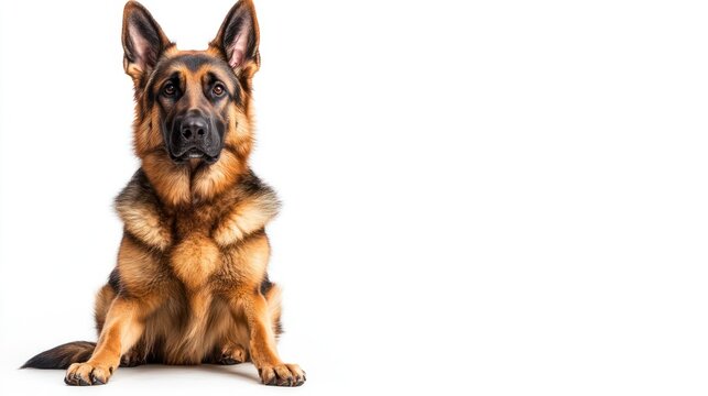German Shepherd Dog Portrait, Studio Shot,  Calm, Isolated