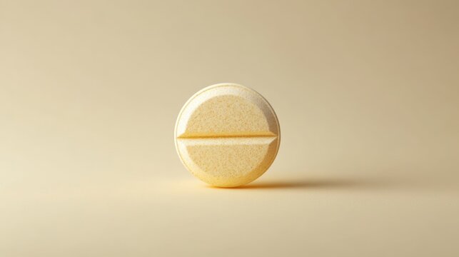 Single pale yellow pill on pale background