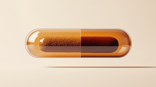 3D Rendered Amber Capsule, Medicine, Pharmacy