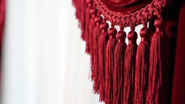 Close up hanging cloth fringe soft motion fabric detail high key lighting left space