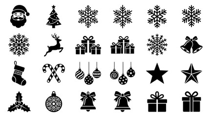 Obraz premium Set of Christmas Holiday Icons and Vector Elements.