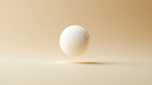 Abstract Minimalist White Sphere on Beige Background