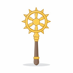 Obraz premium Golden Dharma Wheel Scepter