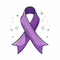Fototapeta premium Purple Awareness Ribbon with Sparkles