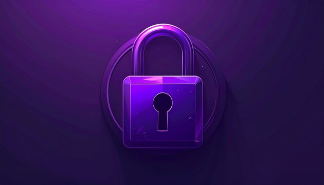 3d digital padlock icon glowing on dark purple gradient background cybersecurity concept