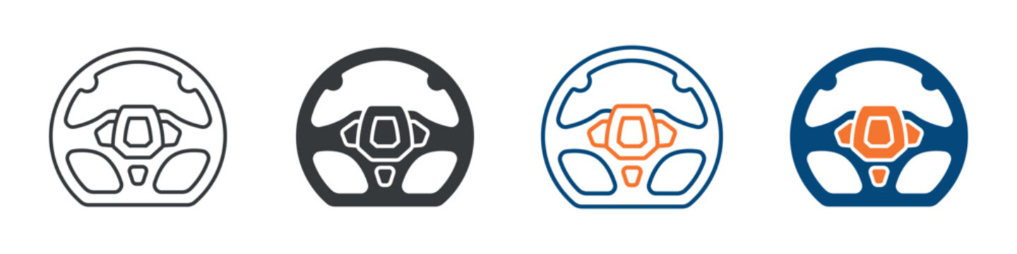 Steering Wheel Icon Set Multiple Style Collection