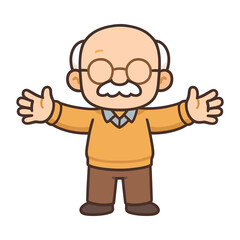 Fototapeta premium Smiling elderly man with arms open flat vector illustration