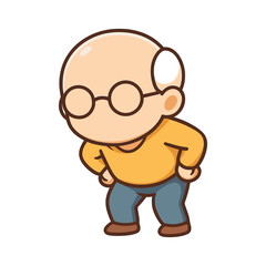 Naklejka premium Cartoon bald man standing with glasses