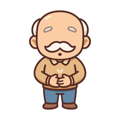 Obraz premium cartoon elderly man with mustache standing
