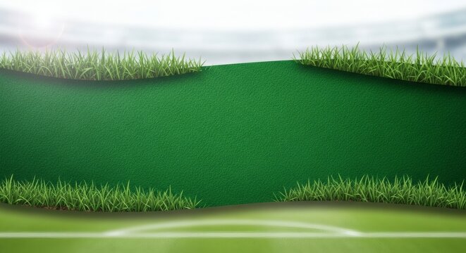 Green football field grass texture, with stadium in background. the field embodies competition, aspiration, and the drive to excel.