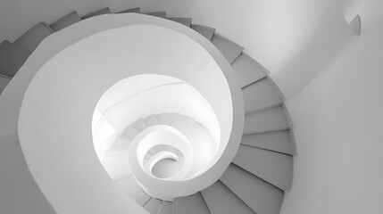 Fototapeta premium Elegant Spiral Staircase - A Captivating Architectural Perspective in Monochrome.