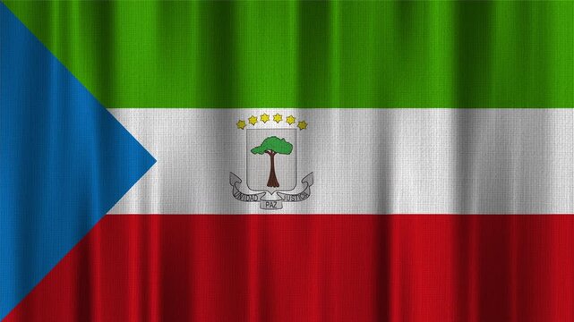 Equatorial Guinea Flag Animation With Fabric Texture