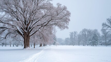 Obraz premium Sweetgum - Snowy Winter Landscape Scenery