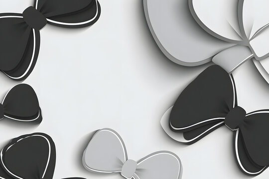 Abstract black and white bow tie pattern on minimalist background