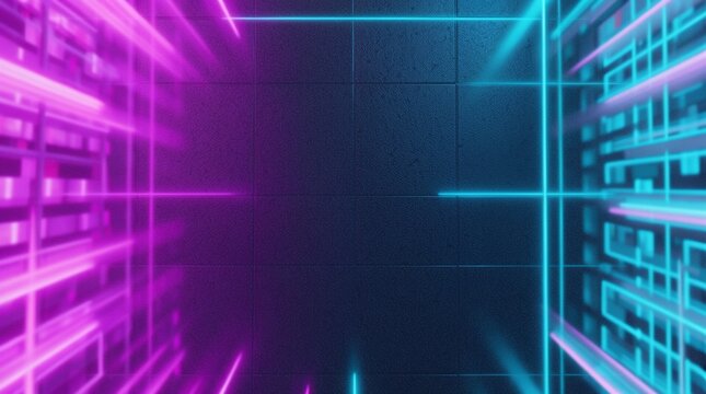 Cinematic Neon Cyberpunk Grid Wet Asphalt Texture Variation 77
