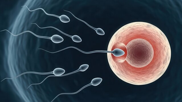 Human fertilization process with sperm and ovum