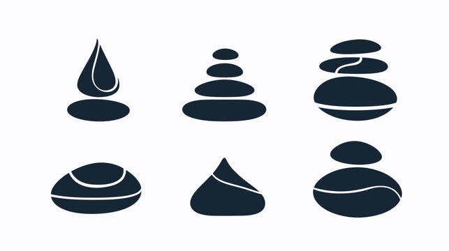 Stylized graphical elements featuring abstract forms evoking balance and tranquility, minimalist