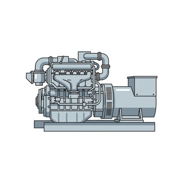 Industrial diesel generator engine vector illustration